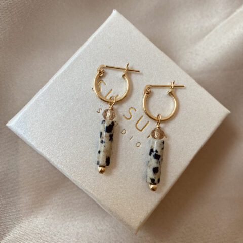 Dalmatiër jaspis met kristal - Oorbellen - Productfoto #1