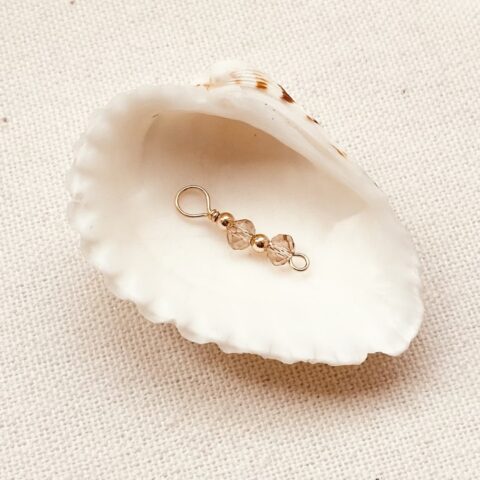 SU SUIS Charm - Crystal Champagne - 14k Gold Filled or Silver - Piece or Pair