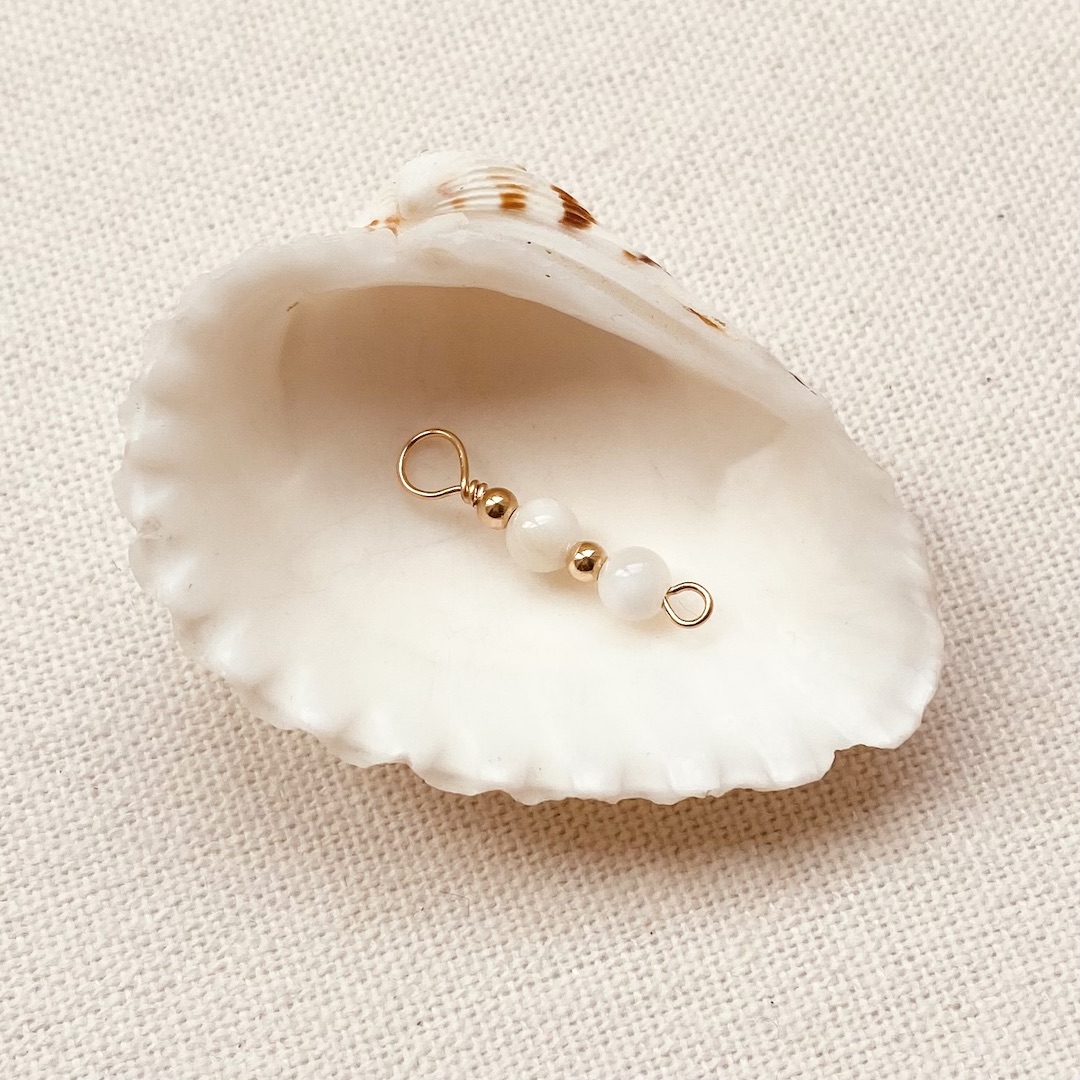 SU SUIS Charm - Mother of Pearl White - 14k Gold Filled or Silver - Piece or Pair