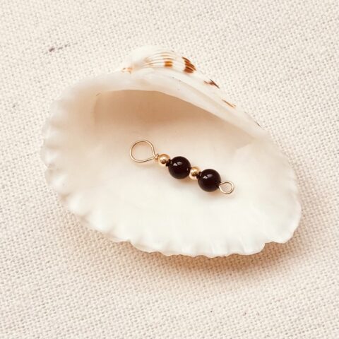 SU SUIS Charm - Onyx Black - 14k Gold Filled or Silver - Piece or Pair