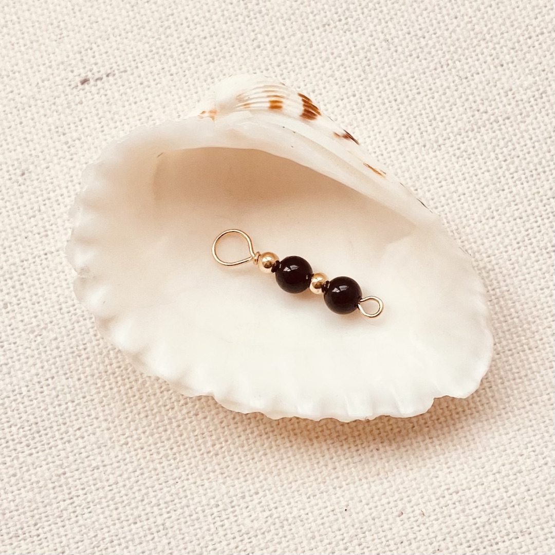 SU SUIS Charm - Onyx Black - 14k Gold Filled or Silver - Piece or Pair