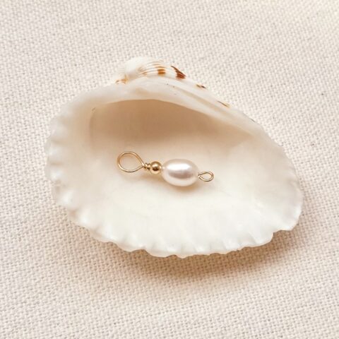 SU SUIS Charm - Pearl White Oval - 14k Gold Filled or Silver - Piece or Pair