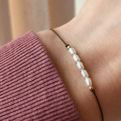 Pearl Bracelet Green • 14k Gold Filled • Adjustable