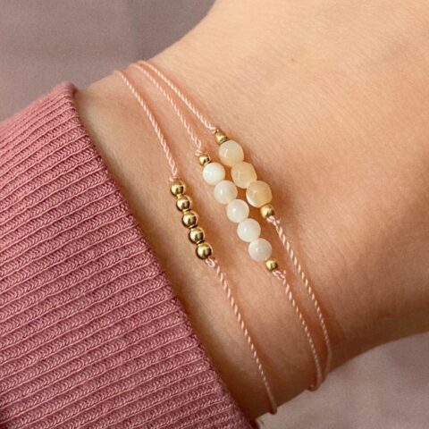 Set of 3 Bracelets • 14k Gold Filled • Mother-of-Pearl • Adjustable