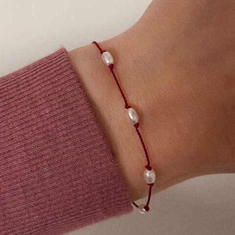 Pearl Love Bracelet Red • 14k Gold Filled • Adjustable in size